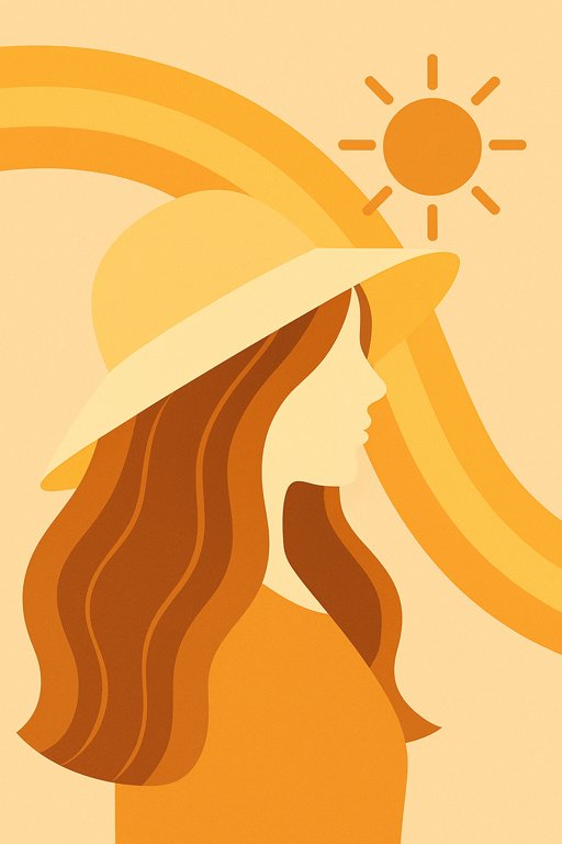 紫外線対策をしている女性のイラスト